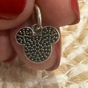 Pandora Retired Silver and Black Mickey Charm